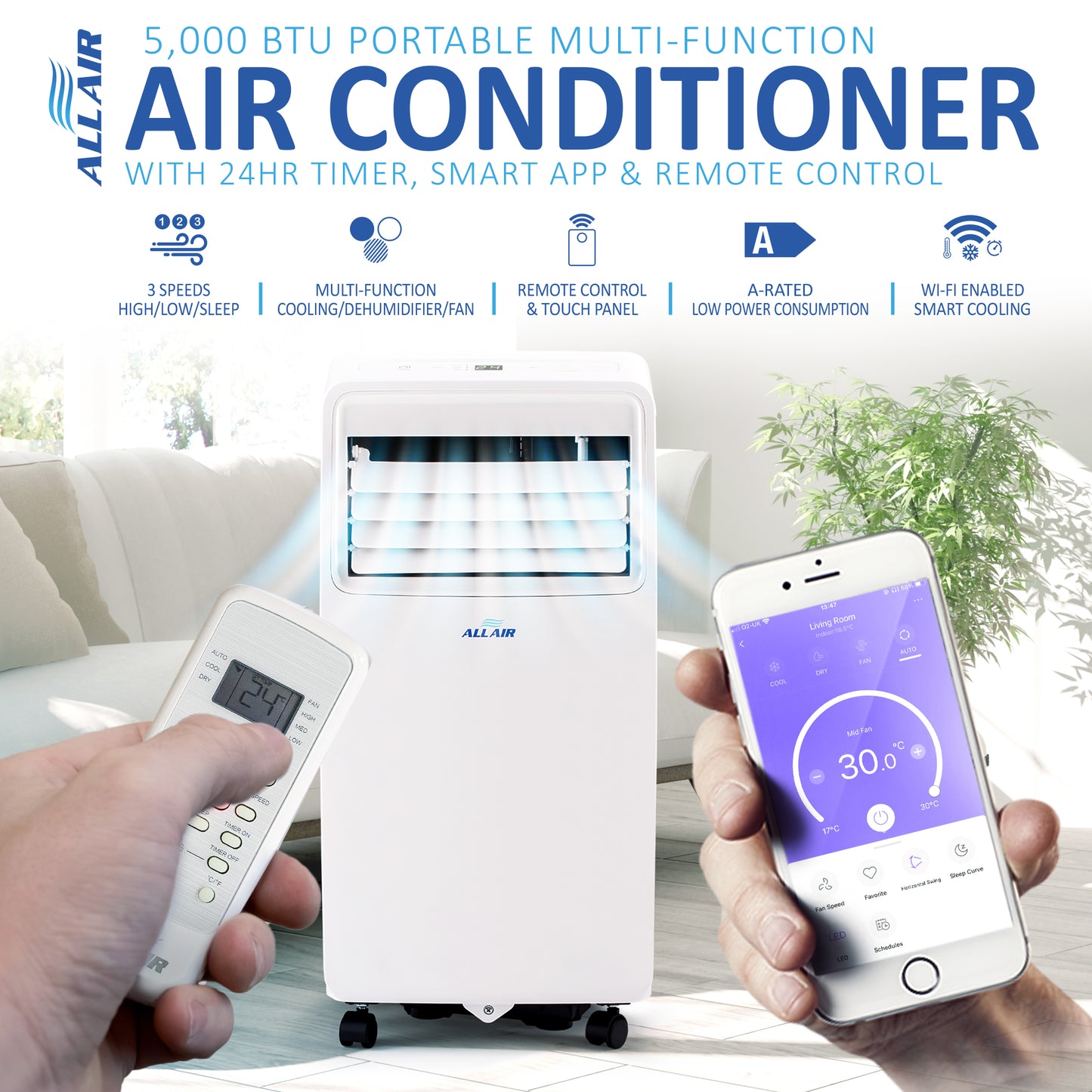 5000 BTU Portable Air Conditioner Unit with WiFi Smart APP, Weekly Timer