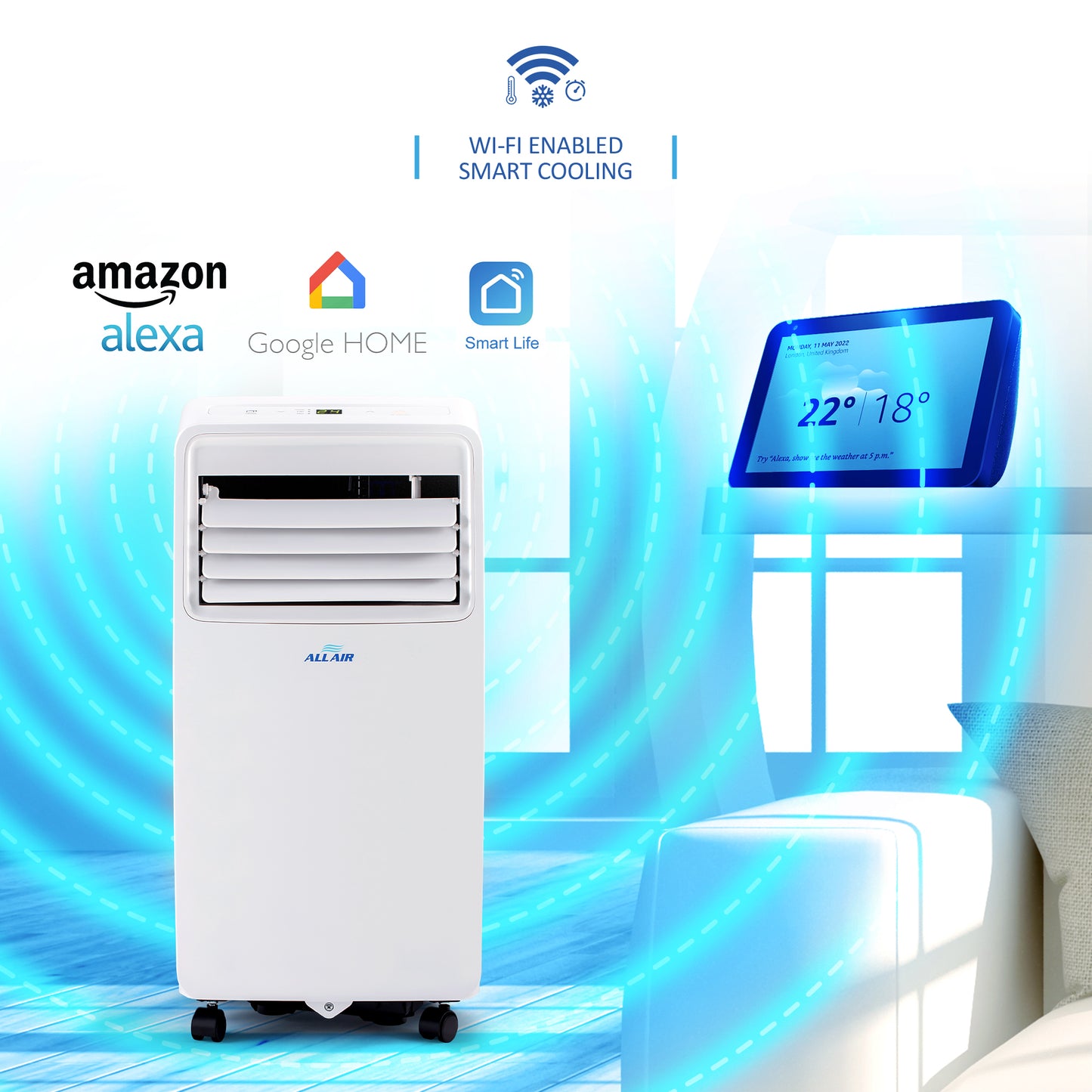 8000 BTU Portable Air Conditioner Unit with WiFi Smart APP, Weekly Timer